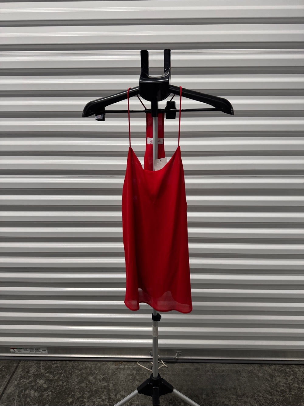 Red Satin Slip Cami with Adjustable Spaghetti Straps